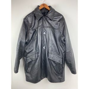 Vintage Unbranded Men’s Size Large Black Leather Button Up Jacket